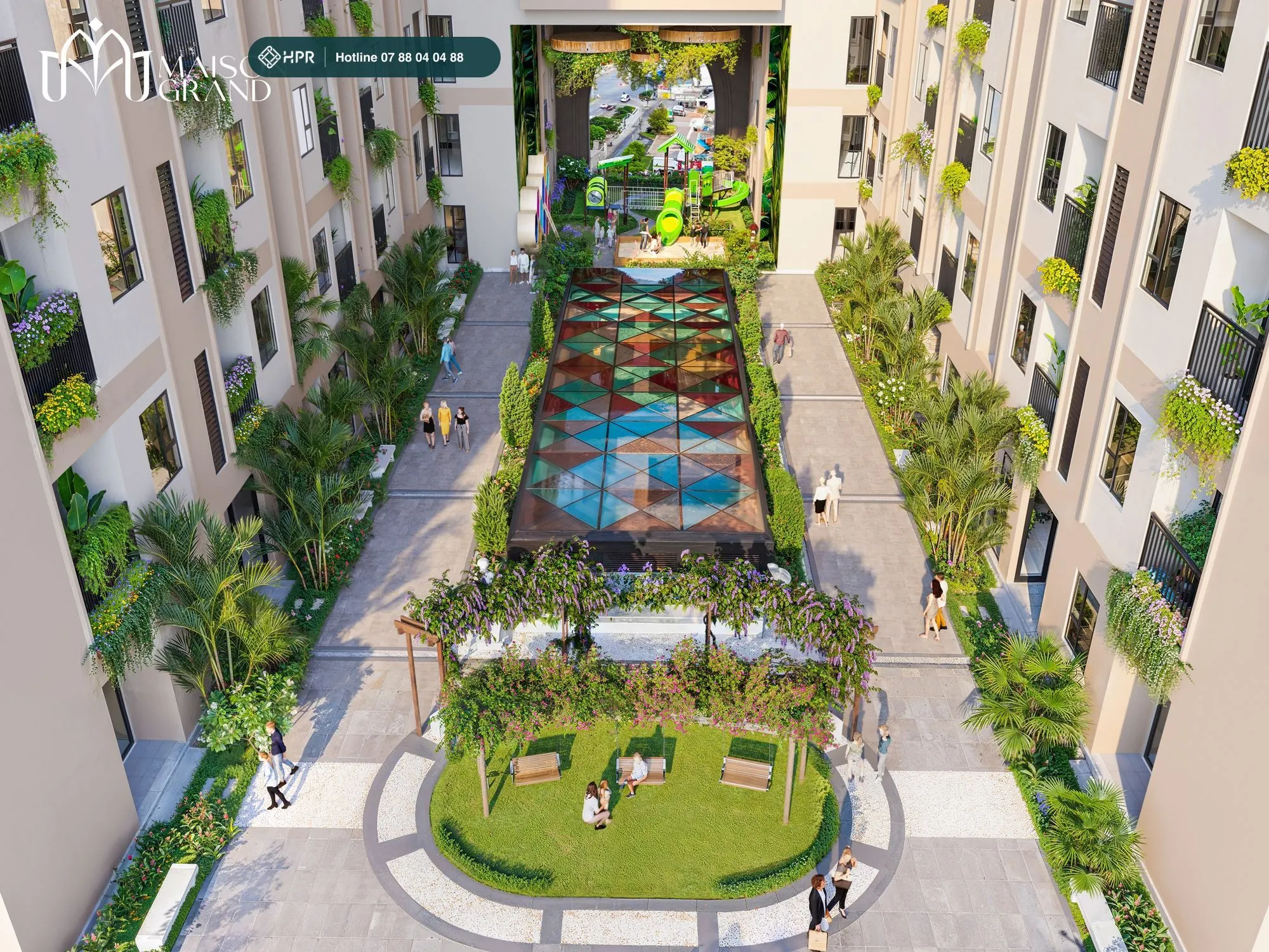Vườn nội khu giữa hai tháp Maison Grand Phú Mỹ